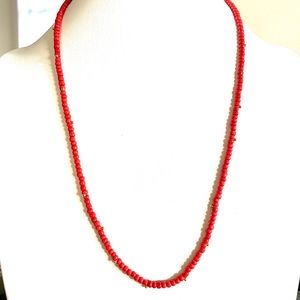 beautiful handmade red coral & gold bead necklace